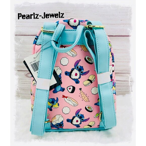 Loungefly Disney Lilo & Stitch Sushi Stitch Pink Mini Backpack NWT main image 5